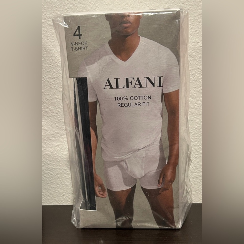 Alfani Men's (Black) Classic V-Neck T-Shirt 4-Pack NIP